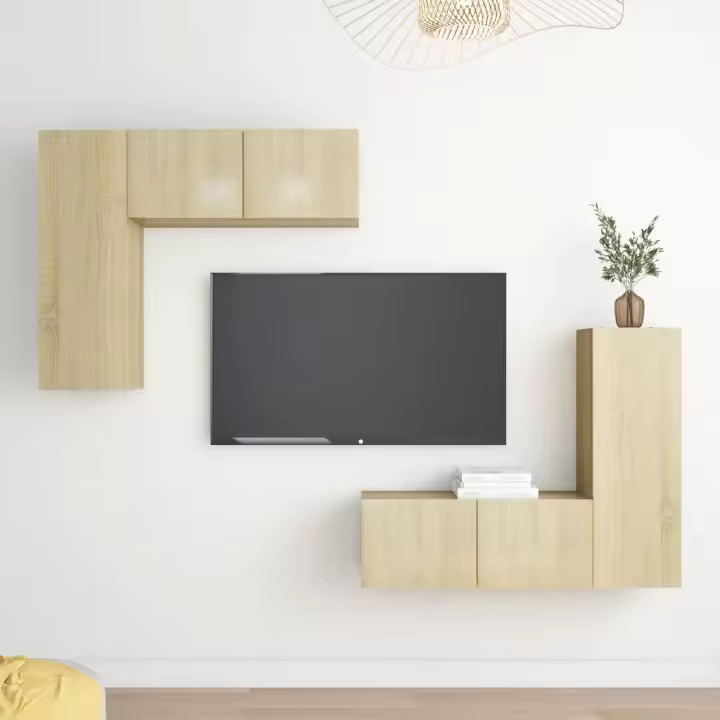 vidaXL Juego de muebles de salón 4 piezas roble Sonoma - 1