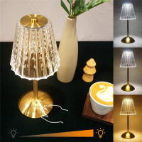 Lámpara De Mesa Recargable De Cristal Con Luz Nocturna 3 Colores Ajustables LED Táctil Portátil Para Dormitorio Y Sala De Estar - details 5