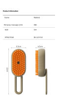 Cepillo De Baño Para Mascotas Gato Y Perro Con Pulverización De Vapor Rotativo Plegable Borrador De Pelos Botón Único Material Plástico - details 0