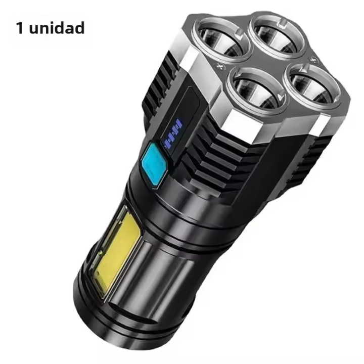 Linterna Portátil Recargable LED De Alta Potencia Para Camping Con 4 Luces LED Y Luz Lateral COB Modos De Iluminación Múltiples - 1