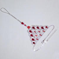 Pulsera De Tobillo Para Mujer En Cristal Rojo Rubí Stonefans Cadena De Pie Con Diamantes Boho Moda Geométrica Ajustable De 20cm-28cm - details 1