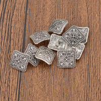 10 Piezas De Botones De Metal En Forma De Flor Cuadrada Plateada Para Tejidos 13x13mm Con Tira Para DIY Y Costura - details 7