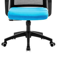 ORION91 Silla ESENTIAL de Oficina con Ruedas – Color Negro 🖤, Respaldo Ergonómico Transpirable Malla negra y Asiento azul claro 56,5x89cm Oficina Teletrabajo - SpazioLuzio - details 1