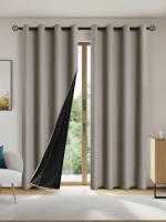Cortinas Negras Con Anillos Para Dormitorio 1 Pieza Cortina De Blackout Total Para Privacidad Moderna Estilo Poliéster Sin Doble Capa - details 11