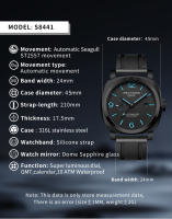 Reloj De Pulsera Automático SEAKOSS GMT Para Hombres Resistente Al Agua 10ATM Movimiento Original 1963 2557 Luminoso Con Calendario Cristal De Zafiro - details 6
