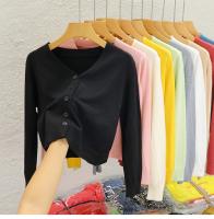 Nueva Chaqueta De Punto Negra Estilo Coreano Con Cuello En V Manga Larga Casual Para Mujer Otoño 2026 Top Sólido Cierre Único - details 9