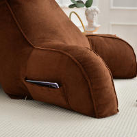 Reading Pillow, Backrest Pillow,back Rest Pillow For Sitting In Bed,large Adult Backrest With Arms,side Pockets, Detachable Neck Roll For Reading/watc，75*40*40cm - details 3