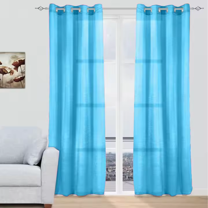 YUNIK HOME- Cortina para Ventana Dormitorio Translúcidas Visillos , Pack de 2 Piezas con Anillos Plateados para Ventana, 150 X 260 CM. Ideal para decorar las estancias de su hogar. comedor, habitación, cocina. - 1