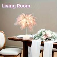 Lámpara De Mesa Con Plumas Luz Nocturna LED Alimentada Por Batería Para Decoración De Bodas Y Dormitorios Dispositivo Inteligente - details 3