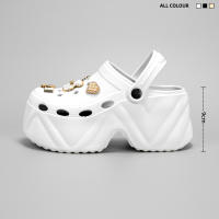 Sandalias De Tacón Alto Estilo Casual Con Patrón De Oso En Cuero Sintético Negro Y Blanco Diseño De Dibujos Animados X8809 - details 8
