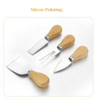 WIKHOSTAR Set De 4 Cuchillos Para Queso De Acero Inoxidable Con Mango De Roble Cortador De Queso Y Espátula Para Mantequilla Herramientas De Queso Para La Cocina - details 5