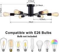 Lámpara De Techo De Hierro Nórdico Con 6 Luces Para Decoración De Piso Bajo Sala De Comedor Y Sala De Estar E27/E26 Soporte AC85-260V - details 12