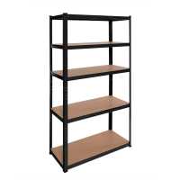 Ociodual Estantería Metálica Essential Negro, Ideal para Hogar, Garaje, Cocina, Oficina, Multiusos, Almacenamiento Divisible, Sin Tornillos, 875kg, 5 Baldas MDF, 180 x 90 x 40cm - details 1