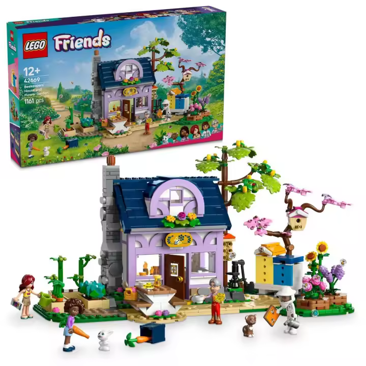 LEGO 42669 Friends Casa de los Apicultores y Jardín de Flores, 4 Mini Muñecos y Figura de Gato y Conejo de Juguete, Regalo para Niñas de 12 Años y Adolescentes, Decoración del Dormitorio - 1