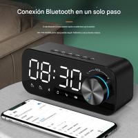 Altavoz Bluetooth inalámbrico FM Radio caja de sonido escritorio reloj despertador subwoofer reproductor de música TF tarjeta Bass altavoz boom para todos teléfono - details 2
