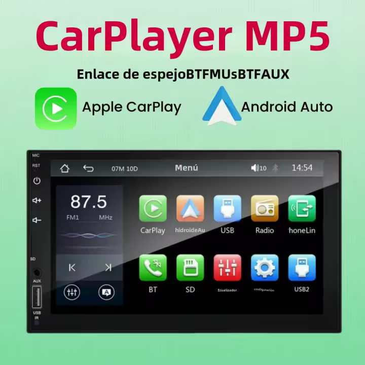 Reproductor Multimedia MP5 De 7 Pulgadas Para Coche Con Carplay Android Auto Bluetooth USB TF FM Radio Para Toyota Honda - 1