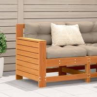 vidaXL Sofá jardín con reposabrazos y cojín madera pino marrón cera en color Marrón/taupe/Sin tratar/Antracita/Sin tratar/Beige y más | acolchados duraderos para sofás de jardín terraza exterior - details 0