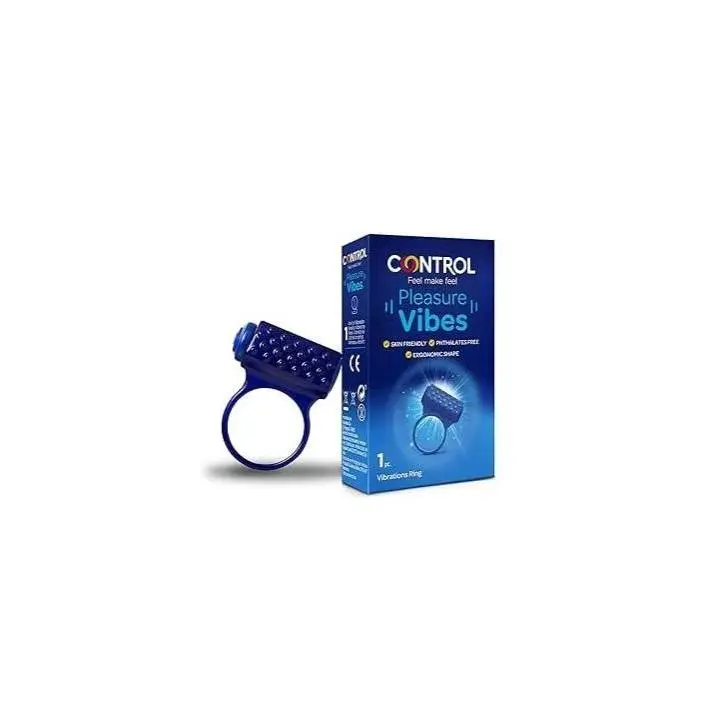 Control Anillo Vibrador Pleasure Vibes - Anillo Vibrador con Puntos en Relieve Para Mayor Placer - Uso con y sin preservativo - Forma Ergonómica - Silicona médica suave al tacto - Uso 20 min - 1