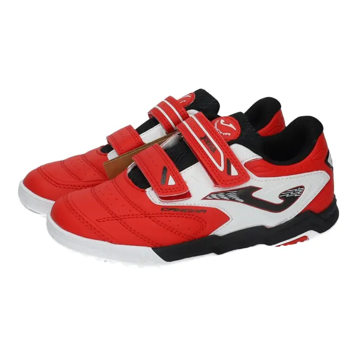 Zapatillas marca JOMA para niño en color rojo-blanco. Zapatillas deportivas niño Joma cancha indoor rojo blanco antideslizantes hechas en España - 1