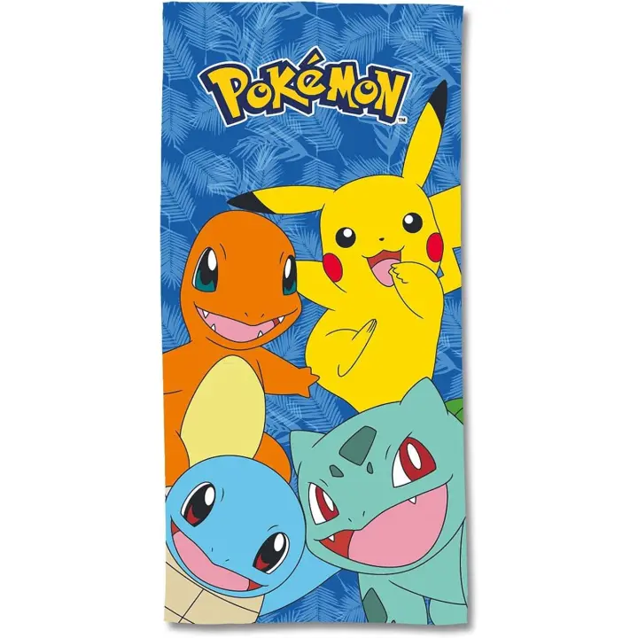 Toalla de playa Pokémon Pikachu Salamèche Bulbizarre Carapuce, 70 x 140 cm, 100% microfibra, 250 GSM，Toalla de Piscina Grandes para Niños y Adultos，Toalla de microfibra para playa y piscina Pokemon de Tamaño 70x140 cm - 1