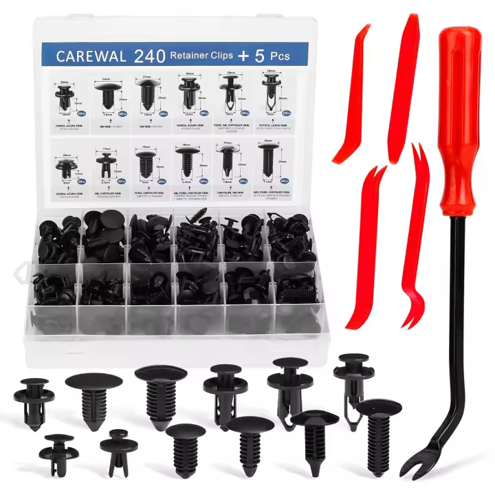 240 piezas de clips para parachoques, clips para automóviles, Remaches de plástico de los 16 tamaños más populares Y 5 extractores de sujetadores, sujetadores, retenedores a presión - 1