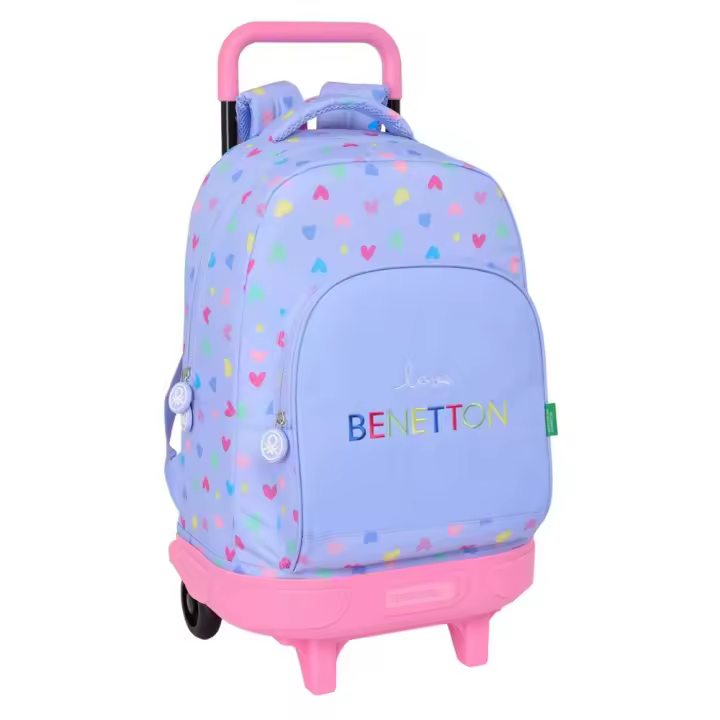 Mochila Grande Con Ruedas Compact Extraible Benetton "Lila" 33X45X22Cm (Safta 612551918) - 1