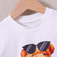 Conjunto De Verano Para Niñas Delgado Dibujos Animados Oso Teddy Casual Dos Piezas Suéter De Cuello Redondo Y Shorts Polyester - details 2