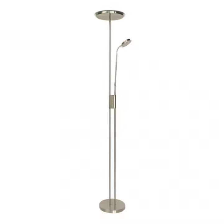 Lámpara de Pie FABRILAMP Antares 20w+7w 4000k con Lector Cuero 183x25x25 Cm Táctil y Regulable en Intensidad - 1