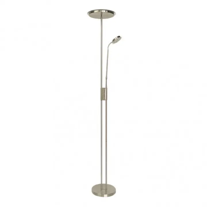 Lámpara de Pie FABRILAMP Antares 20w+7w 4000k con Lector Cuero 183x25x25 Cm Táctil y Regulable en Intensidad - 1