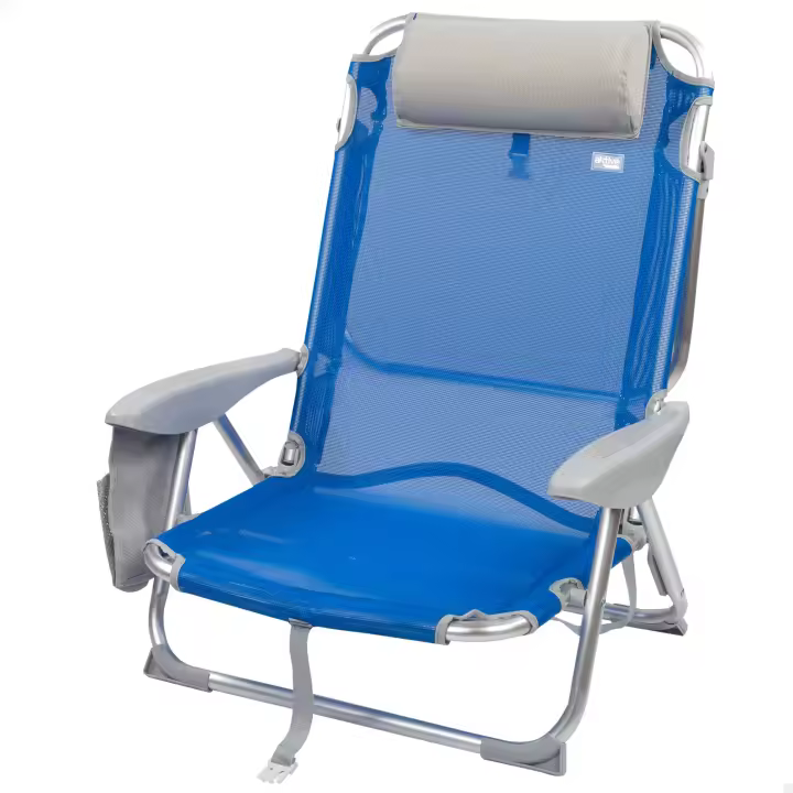AKTIVE Silla playa plegables, 7 posiciones gran surtidos de modelos 47x49x82 cm Incluye cojín acolchado, Asas de transporte, Soporta 110 kg, Sillas respaldo reclinable, Multiposición oficial CALIDAD DE CONFIANZA TOP VENTAS AZUL CLARO,NARANJA.AZUL MARINO - 1