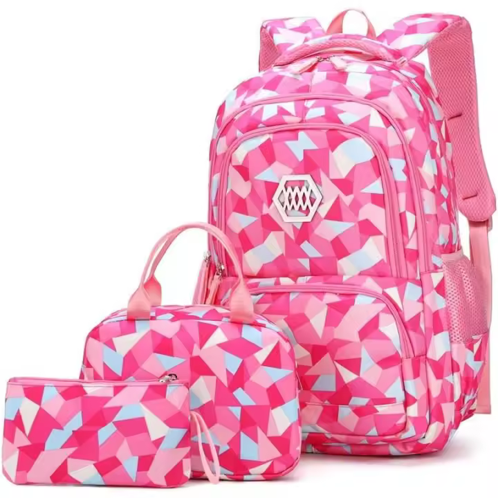 Mochila infantil con estampado geométrico de 18,89 x 9,44 x 12,99 pulgadas, adecuada para niñas, niños, estudiantes de primaria, mochilas y mochilas escolares para estudiantes de secundaria - 1