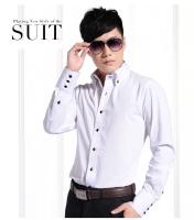 Camisa De Encaje Para Hombre Estilo Coreano Moda Formal Slim Fit Manga Larga Blanca Diseñadora Para Otoño Cuello Botón - details 1