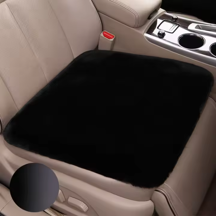 Cojín De Asiento De Coche Invierno De Peluche Corto Individual Sin Espalda Tres Piezas Calor Y Grueso De Peluche De Conejo - 1