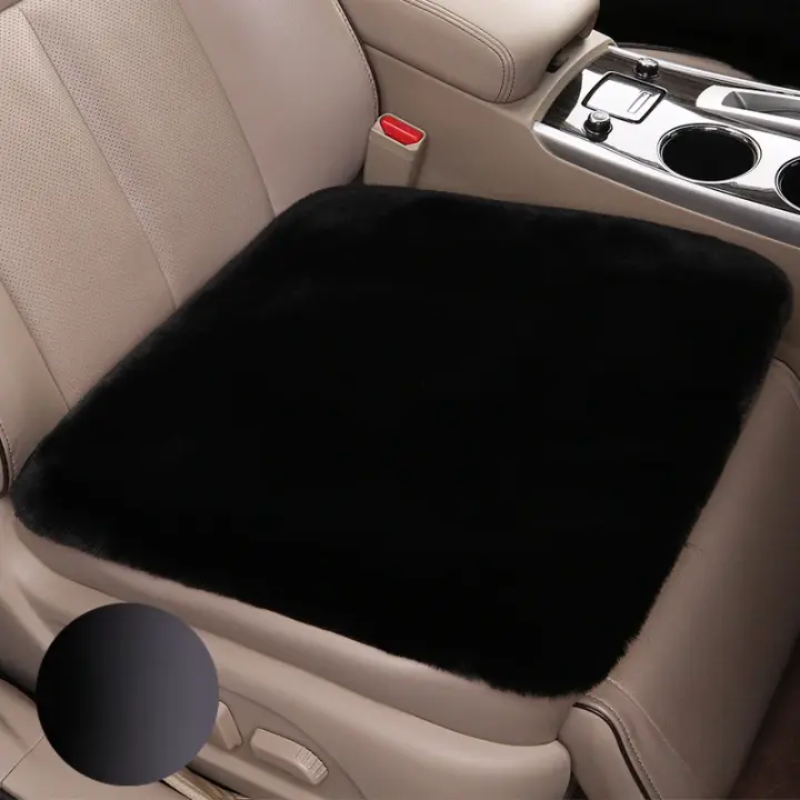 Cojín De Asiento De Coche Invierno De Peluche Corto Individual Sin Espalda Tres Piezas Calor Y Grueso De Peluche De Conejo - 1