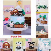 Decoraciones De Cumpleaños Para Pastel Con Topper De Animales Del Hogar De Piedra Madera Yaks Ponis Ovejas Cerditos Pollos Para Niños Y Niñas - details 3