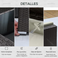 Outsunny Conjunto Muebles de Jardín Ratán 7 Piezas Set de Sofás Patio con 1 Mesita Almohada y Cojín Incluido Marco Acero Resistente Intemperie UV Marrón - details 6