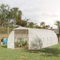 Outsunny Invernadero de Túnel 800x300x200 cm con 12 Ventanas y Puerta Enrollable Cubierta PE 140 g/m² y Acero para Cultivo de Plantas Verduras - details 1