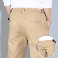 Pantalones De Verano Casuales Para Hombre En Caqui Y Gris Cintura Elástica Comodidad Ultrafinos De Seda Helada Pantalones Negocios Estilo Recto Ropa De Marca - details 1