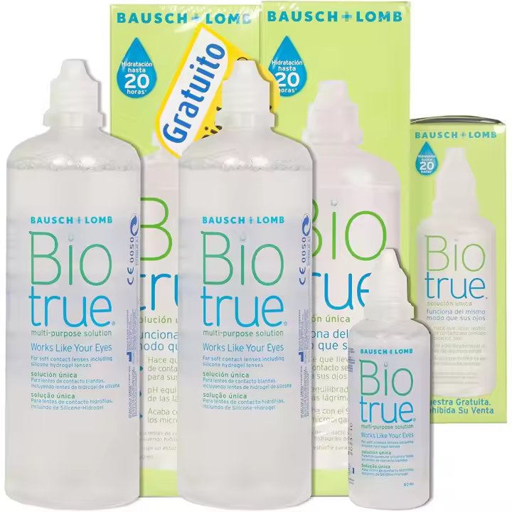 Bausch & Lomb Solución Única Biotrue - Pack 2 Botellas X 300 Ml y 60 Ml de Regalo - 1