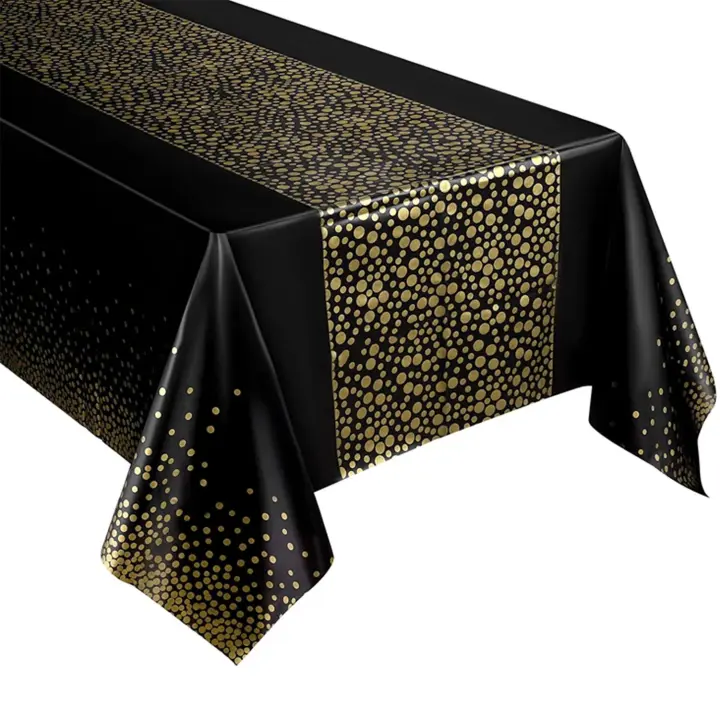Mantel Desechable Pequeño Con Puntos Pevatatable De PVC Impermeable Para Decoración De Fiestas Y Bodas 54x108 Pulgadas - 1