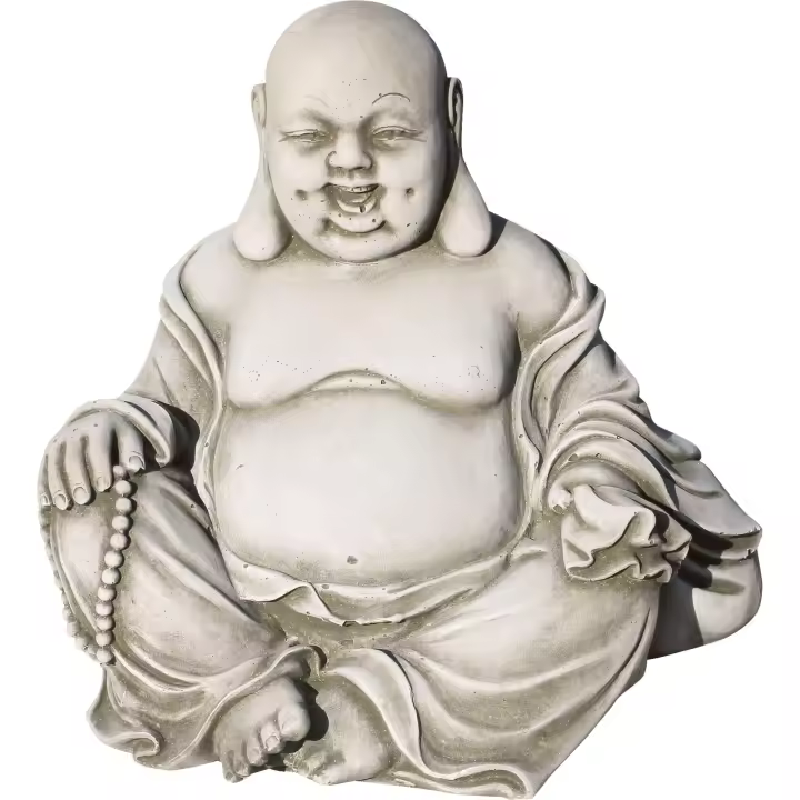 FIGURA DECORATIVA BUDA DE LA RIQUEZA 17CM - Estatua de jardín de piedra resistente a la intemperie de AnaParra - 1