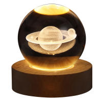 Lámpara De Cristal 3D Con Proyecciones De Galaxia Y Planetas Luz Nocturna USB Para Atmosfera Acogedora Ball De Plasma - details 12