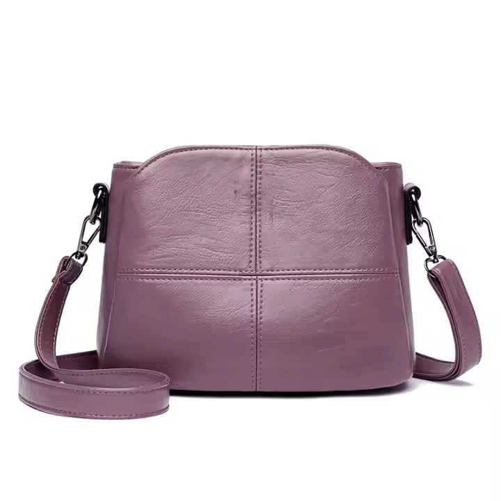 Bolso De Hombro Para Mujer Vintage En Piel Suave PU Color Sólido Cuadrado Bolsa Cruzada Para Mujer Madura Nuevo Gran Mensajero - 1