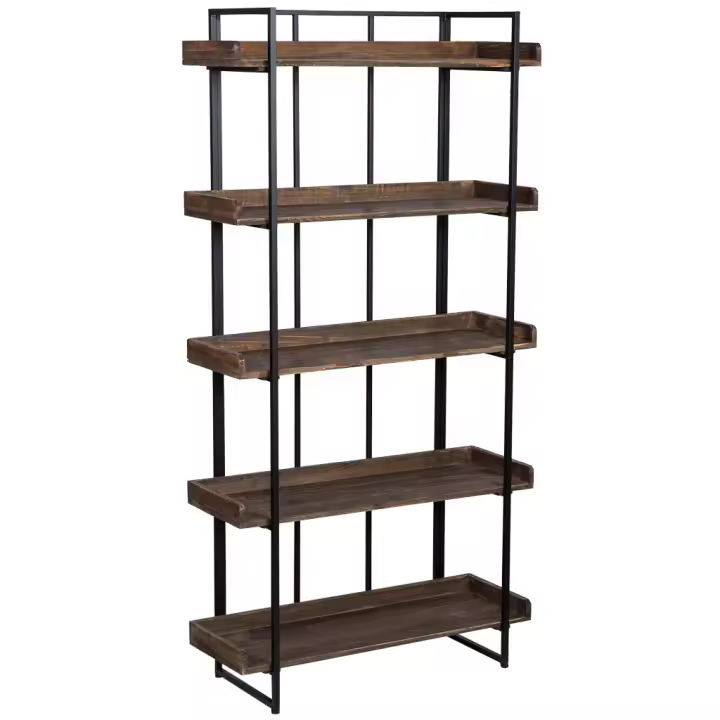 Estantería de madera y metal con 5 baldas 90,5x34x177,5h cm - 1