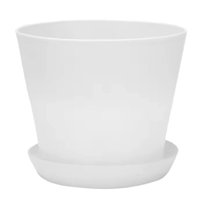 Maceta de plástico para plantas, maceta con platillo, bandeja redonda brillante, decoración de jardín del hogar, calibre superior blanco, 17cm/6,69" - 1