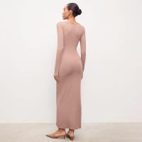Vestido Basic Elegante De Piel Amigable Cintura Delgada Pullover De Color Sólido Joker Vestido Largo De Falda Para Mujer - details 6