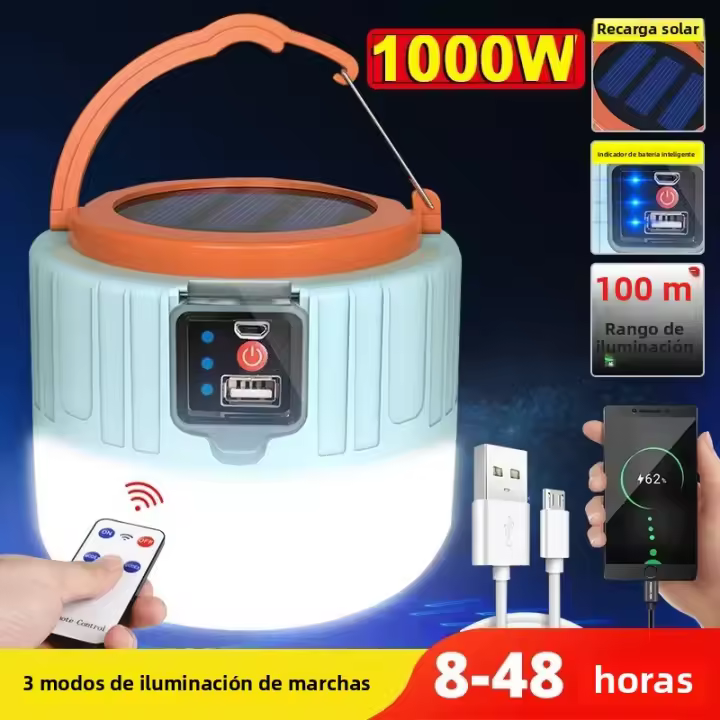 Lámpara De Camping LED Recargable Con Control Remoto Y Soporte Solar Resistente Al Agua Para Luz Exterior En Tienda Y Pescar - 1