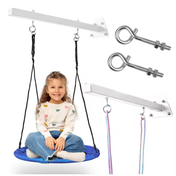 Marco de extensión para columpio, mango de columpio, ganchos, barra de metal, color blanco - 1