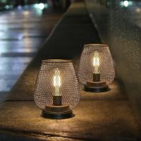 Juego de 2 lámparas de Mesa with form de jaula de metal que funciona con Pilas, Luz decorative inalámbrica with bombilla LED estil Edison para Dormitory, Hogar, Bodas, Fiesas - details 0