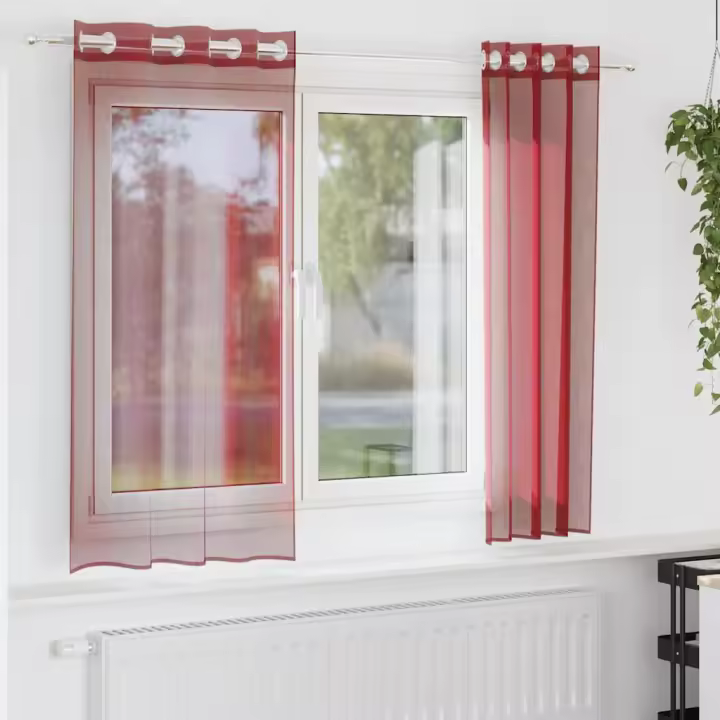 vidaXL Cortinas de gasa con ojales 2 uds 140x140 cm en color Negro/Morado/Marrón y más | protección solar decorativa para ventanas hogar oficina dormitorio fácil de instalar - 1